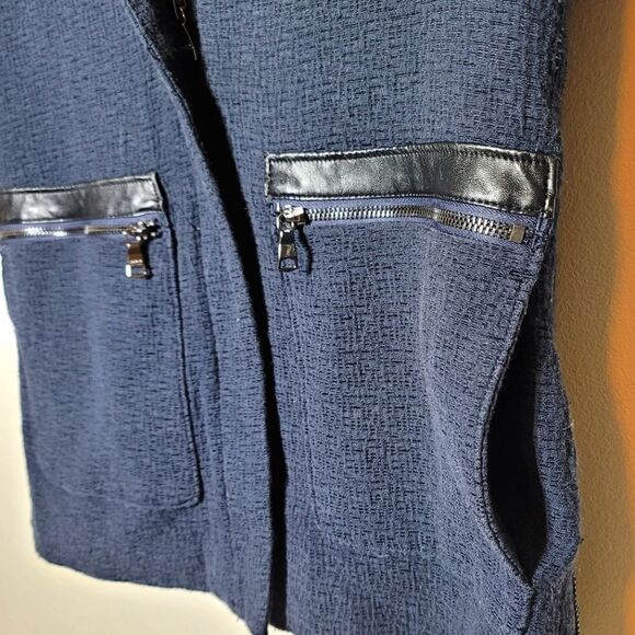 Banana Republic Textured Navy Hooded Zip Blazer Jacket - Picture 9 of 10